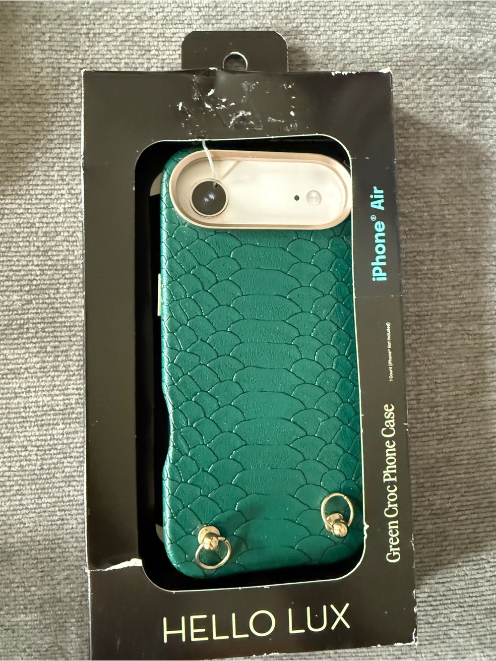 Lux Green Croc-Texture iPhone Air Case with Gold Accents dual layer drop protect
